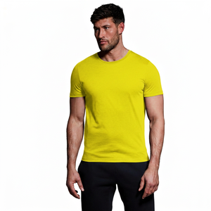 Camiseta de Manga Corta para Hombre, Cuello Redondo, Color Sólido, Tejido de Punto, Corte Ajustado, Estilo Casual - Product Image 3