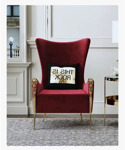 Leisure Exotic <strong>Velvet</strong> <strong>Chair</strong> with Gold Metal Leg for Living Room Red Wine Fabric <strong>Velvet</strong> Covers <strong>Arm</strong> Modern High-back Sofa <strong>Chair</strong> - Product Image 3