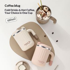 480ML <b>Large</b> Capacity Girls Office Stainless Steel Drinkware <b>Mug</b> With Handgrip Food Grade Gift New Product - Product Image 2