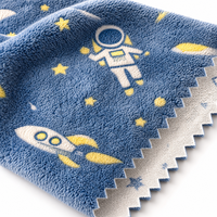 Tissu polaire corail imprimé astronaute, directement de l'usine, largeur 170 cm, 800 g/m², 100 % polyester, pour couvertures, oreillers et textiles de maison
