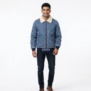 Veste en jean pour hommes High Street Vibe Style américain Armure de moto de niche Design tendance Enduit de sensibilité Coupe décontractée - Product Image 1