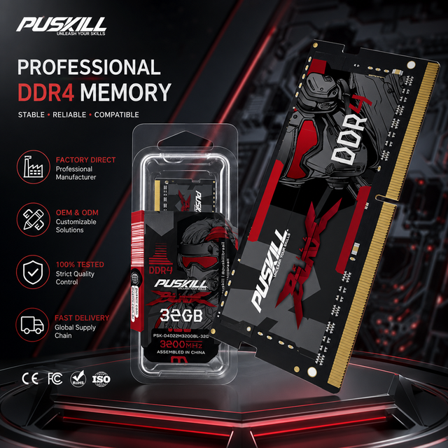 PUSKILL DDR4 8GB 16GB 32GB 2666MHz 3200MHz Laptop Memory RAM SODIMM Module for Dell HP Lenovo Acer Asus Samsung Notebook