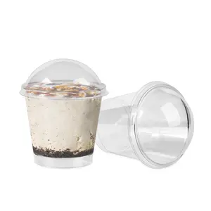 迷你透明塑料甜品杯带盖5盎司圆顶派对饮料杯带走甜点快餐汤食品容器