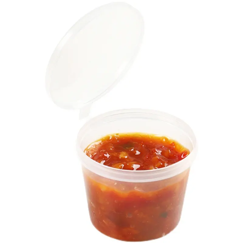 पारदर्शी स्पष्ट डिस्पोजेबल पोर्टेबल प्लास्टिक के कप खाद्य छोटे सॉस कंटेनरों पैकेज बॉक्स और ढक्कन पोर्टेबल