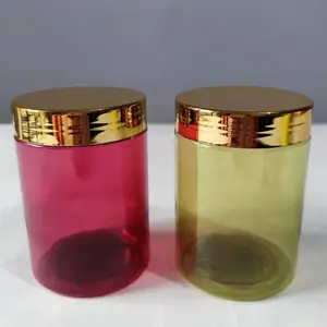 PET Cosmetic packaging 200ml 250ml 300ml Red/Green body butter plastic cream jar with electroplate lid