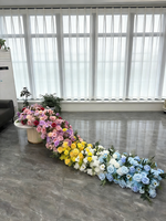 Vente flash - Chemin de table en fleurs artificielles multicolores de la marque Panda, bande florale moderne pour la décoration de table de mariage ou de fête
