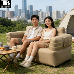 Canapé gonflable double avec pompe électrique intégrée, portable, 2-3 places, avec sac de rangement pour le camping en plein air - Product Image 5