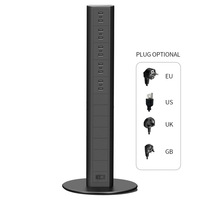 Prise mobile multifonctionnelle sur pied pour centres commerciaux, compatible Royaume-Uni, UE, États-Unis, avec prise de charge rapide Type-C 20W