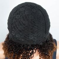 Perruque en cheveux Remy afro bouclés péruviens avec frange, noir naturel, coupe courte bob pour femmes, couleur plus foncée uniquement