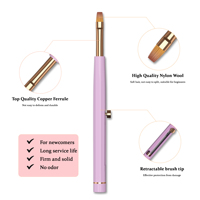 Nouvel Arrivage – Ensemble de 4 Pinceaux à Ongles en Gel 4-en-1 avec Manche Acrylique Violet, Conception Rétractable à Ressort Portable, Marque Privée