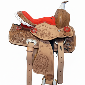 Juego de sillas de montar de cuero genuino de primera calidad, combinación perfecta para carreras de inglés de resistencia occidental para montar a caballo - Product Image 1