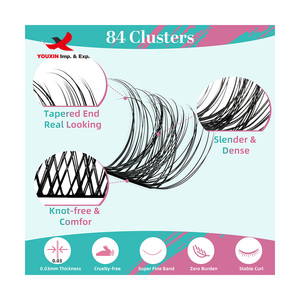 Kit de cils en segments DIY à prix bas pour approvisionnement mixte, marque privée, cils en grappes individuels naturels, extensions de cils en grappes DIY - Product Image 3