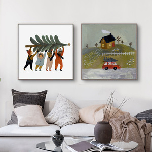 Personnages nordiques personnalisables <span class=keywords><strong>Peinture</strong></span> décorative noire Art mural pour enfants Niche Département de guérison Toile en alliage d'aluminium - Product Image 2