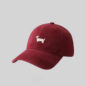 Chien <span class=keywords><strong>Daschund</strong></span> brodé personnalisé 6 panneaux chapeau de papa pour enfants adultes casquette de course en sergé de coton casquette de sport à bord incurvé - Product Image 3