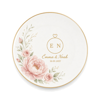 Gepersonaliseerde ringenschotel, bruiloft souvenir, aandenken, ronde keramische ringenschotel voor huwelijksjubileum cadeau