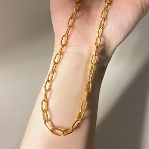 Unisex Punk Brass 18K Gold Plated Link Chain <b>Necklace</b> for Party - Product Image 2
