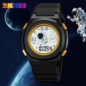 Skmei Kids Digital Watch Black Gold Astronaut Design Luminous Date Week Display Silicone Strap Electronic Movement - Product Image 1