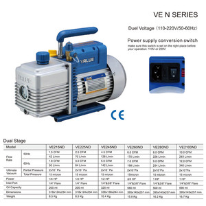 Valore VE2100ND doppia tensione 110 ~ 230V 50 ~ 60hz pompa per vuoto 10.0CFM 2Pa 1HP 590ml capacità olio 3/4 ''Flare High Reliabe doppio stadio - Product Image 3