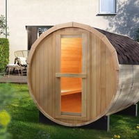 Sauna Kayu Cedar Merah Solid Harga Terbaik untuk 4-6 Orang, Tampilan Taman, Shower Uap Kering, Panel Kontrol Komputer, Dilengkapi Tungku