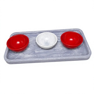 Plateau et bol de rangement pour aliments et légumes en résine écologique faits à la main, de luxe moderne, pour la maison, l'hôtel, les fêtes - Product Image 2