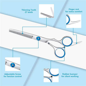 Juego de tijeras para peluquería canina de 6.5 pulgadas, tijeras curvas de acero inoxidable para cortar el pelo de perros, herramientas de belleza con peine y estuche. - Product Image 4