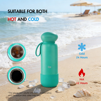 Bouteille d'eau pour enfants en gros, à double paroi, isolée sous vide, en acier inoxydable, en forme de champignon, avec couvercle, pour la randonnée