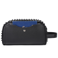 Sacs à main pour hommes JIEZHEN en cuir PU haut de gamme, imperméables, tendance, avec rivets, fermeture éclair, polyester – Vente chaude
