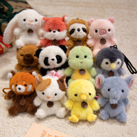 Porte-clés en peluche mini animal Kawaii, breloque de sac moelleuse, lapin, renard, panda en coton doux et duveteux, poupée en peluche de 8 pouces, cadeau d'anniversaire