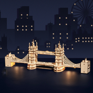 Robotime Rolife DIY Toys TG412 <span class=keywords><strong>Tower</strong></span> <span class=keywords><strong>Bridge</strong></span> avec lumières <span class=keywords><strong>3D</strong></span> Puzzles en bois pour livraison directe - Product Image 4