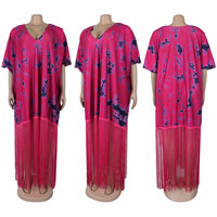 Robes d'été grande taille de haute qualité pour femmes, décontractées, à col en V, à manches mi-longues, imprimées, amples, longues, à franges, style kaftan pour femmes