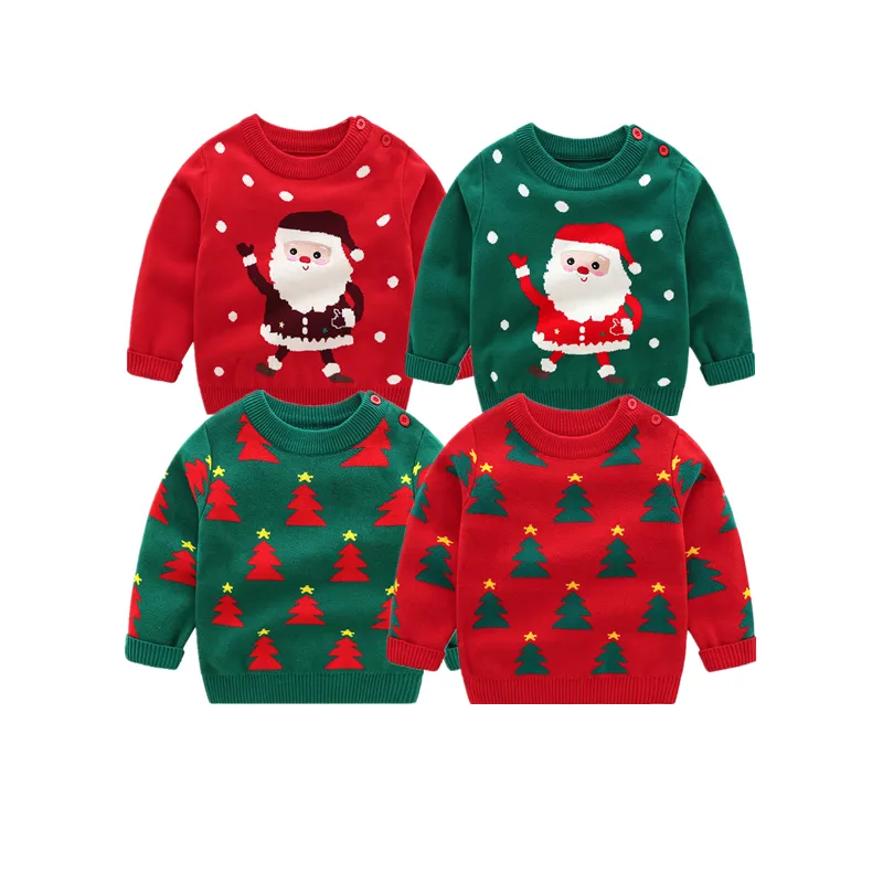 Los niños de invierno Bebé niños elegante árbol de Navidad Santa Jersey de punto