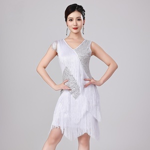 Robe de danse pour femmes, robe sans manches à col en V, robe de salsa latine, tango, swing, performance, style Great <span class=keywords><strong>Gatsby</strong></span>, costume de soirée cocktail - Product Image 5