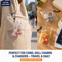 Prix usine Transparent Mini PVC porte-monnaie avec bouton-pression porte-clés petit portefeuille et carré porte-carte pochette sac