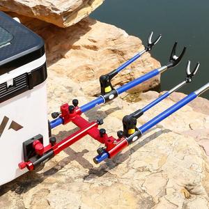 Support de canne à pêche réglable en aluminium, double usage, support de chaise, cadre métallique rouge à fixation au sol avec verrous à bouton - Product Image 5