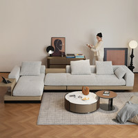 Canapé en tissu à rangées droites pour salon, design moderne et épuré, en coton et lin, haut de gamme, luxe léger, Connolly, italien, avec rangement
