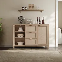 Buffet en rotin à 2 portes et 3 tiroirs de 51,57 pouces