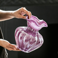Vase en verre violet de style français, récipient à fleurs minimaliste de qualité supérieure, décoration de table pour la maison