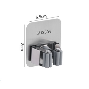 Support de balai et de serpillière mural sans perçage en acier inoxydable 304 pour cuisine et salle de bain, <span class=keywords><strong>rangement</strong></span> domestique - Product Image 3