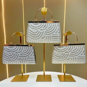 Elegant Pearl Evening <b>Clutch</b> Bag Sparkling Crystal women's tote bags <b>Wedding</b> party Women's Bags with Chain crossbody bags purse - Product Image 2