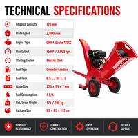 Nouvelle déchiqueteuse de bois sur chenilles Kesen, moteur essence 15 CV, usage domestique, production de granulés, garantie 5 ans