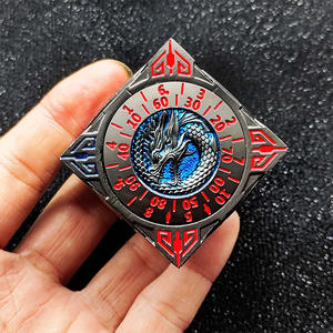 Dés de jeu RPG DND en métal, 6 couleurs, 6 faces, styles variés, D4 D8 D10 D12, D6 D20, en cuivre, rotatifs, design original - Product Image 1