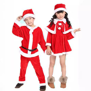 <b>Christmas</b> Costumes For Boys And Girls Santa Claus Sets <b>Childrens</b> Performance <b>Outfits</b> Red With White Trim Fall 2021 - Product Image 4