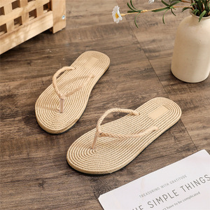 Sandalias Planas <span class=keywords><strong>de</strong></span> Imitación <span class=keywords><strong>de</strong></span> Paja para Mujer, Verano 2026, <span class=keywords><strong>Chanclas</strong></span> para <span class=keywords><strong>Playa</strong></span> y Exteriores, Pantuflas Cómodas para Dama - Product Image 3