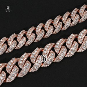 Messing 18MM Dreireihige VVS Moissanit Cuban Link Kette Iced Out Hip Hop Halskette mit GRA-Zertifikat - Product Image 3