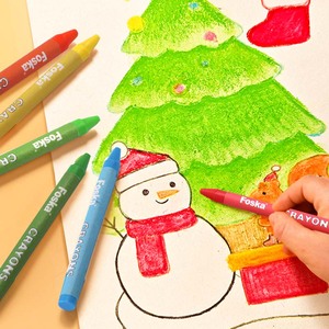 Crayons de cire doux multicolores Foska de haute qualité, non toxiques, 12 couleurs, fournitures artistiques pour enfants, ensemble de crayons de peinture - Product Image 6