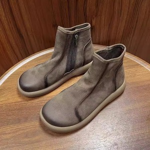 Botas de Tobillo para Hombre 2026, de Cuero Genuino, Suela Suave, Cómodas, de Caña Alta, Casuales, con Cierre de Cremallera, Punta Redonda, Botas Cortas para Hombre - Product Image 1