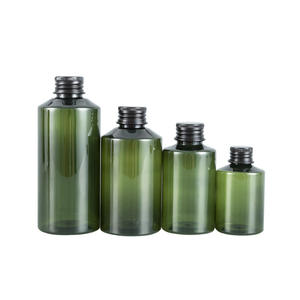 <span class=keywords><strong>Loción</strong></span> de rocío puro de 50-200ml, reempaquetadas botellas de plástico, hombro inclinado verde oscuro, tapa de aluminio negro puro, tapón interior para cosméticos - Product Image 5