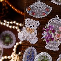 20 autocollants par paquet, série Fleurs dans la dentelle, autocollants décoratifs vintage pour journal DIY