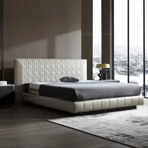 盖恩斯维尔皮革美容意大利风格床房套装大号卧室套装家具现代设计豪华双人床