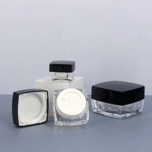 Pot carré à double paroi en PP avec couvercle à vis recyclable en plastique pour crème contour des yeux, poudre libre et emballage cosmétique - Product Image 1